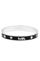 Pegged C Enamel Hinged Bangle Bracelet