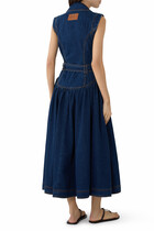 Elena Belted Denim Midi Dress