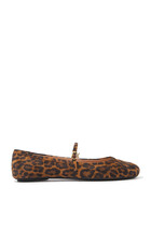 Carla Leopard Print Suede Ribbon Strap Ballerinas