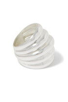 Ribbed Ring, Silver Plated Brass