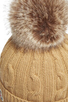 Wool & Cashmere Beanie with Faux Fur Pom Pom