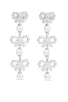 Micro Bow Pearl Tiered Earrings
