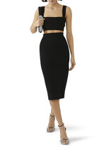 Ribbed-Detail High-Waisted Skirt
