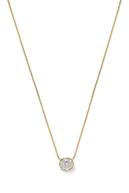 Bezel Solitaire Necklace, 14K Vermeil
