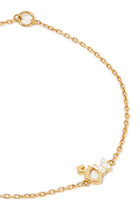 Kids Tiny Bling Arabic Letter Ein Bracelet, 18k Yellow Gold & Enamel