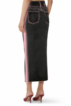 Lily Wavy Denim Maxi Skirt