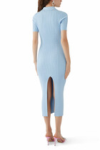 Crystal Button Knit Polo Midi Dress