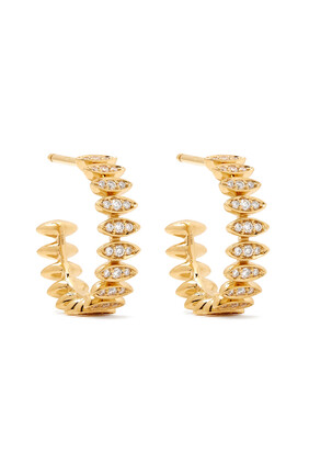 Barq Marquise Small Hoop Earrings, 18k Yellow Gold & Diamonds