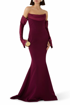 Raven Crepe Long Dress