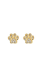 Kids Mini Paw Stud Earrings, 14k Yellow Gold & Diamonds