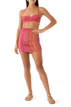 Mare Chevron Lycra Lurex Bandeau Tie Bikini Set