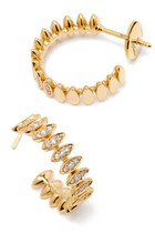 Barq Marquise Small Hoop Earrings, 18k Yellow Gold & Diamonds