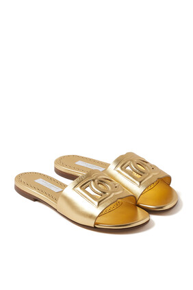 Kids DG Logo Leather Slides