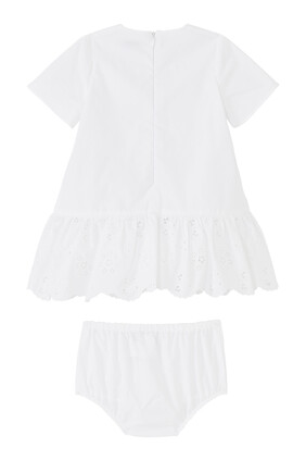 Kids Logo Jersey and Poplin Ruffle Dress