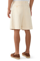 Cotton Canvas Cuffed Bermuda Shorts