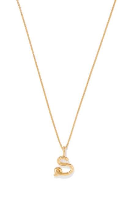Curly Molten Mini Initial Necklace - S, 18k Recycled Gold Vermeil on Recycled Sterling Silver