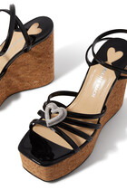 Double Heart Embellished 120 Patent Wedges