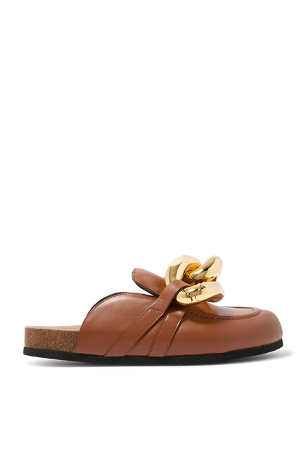Chain Loafer Leather Mules