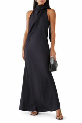 Silk Foulard Halter Dress