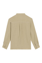 Kids Logo Embroidery Long Sleeves Linen Shirt