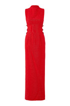 Rhinestone Crepe Maxi Dress