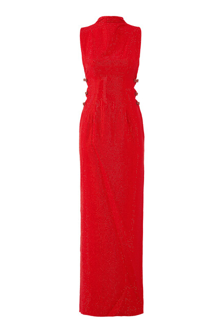 Rhinestone Crepe Maxi Dress