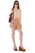 Scoop-Neck Fitted Cardigan in Superfine Wool Knit