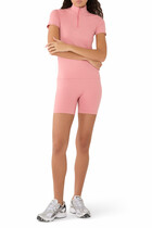  Plant-Stretch Zip Short Sleeve Top
