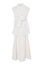 Poplin Silk Combined Gilet-Dress