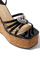 Double Heart Embellished 120 Patent Wedges
