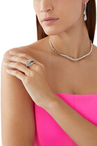 Solanales Crystal Front Back Double Drop Earring, Rhodium tone plated brass and Crystal