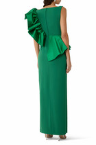 One-Shoulder Ruffle Detail Gown