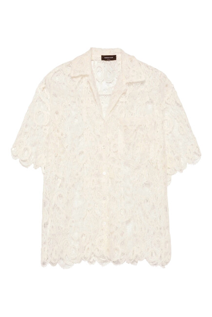 Lace Scalloped-Hem Shirt