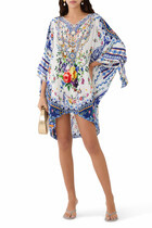 Tie Sleeve Short V Neck Kaftan
