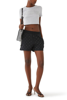 All Over Jersey and Strass Sweatshorts