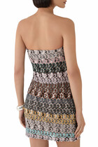 Mini Dress in Striped Embroidered Lace
