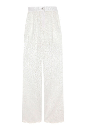 Flared Floral Cordonetto Lace Pants