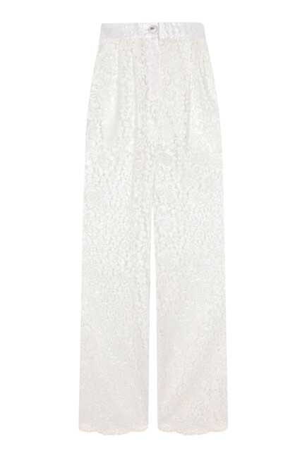 Flared Floral Cordonetto Lace Pants