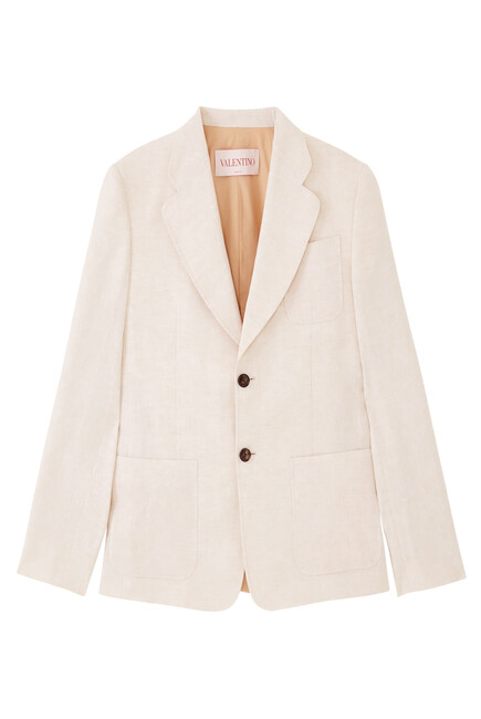 Single-Breasted Wool Gabardine Jacket
