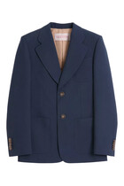 Single-Breasted Wool Gabardine Jacket