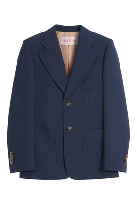Single-Breasted Wool Gabardine Jacket