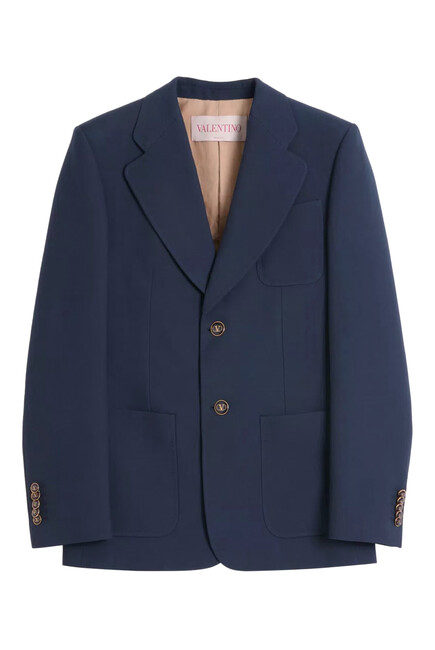Single-Breasted Wool Gabardine Jacket