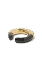 Two-Tone Round Ear Cuff,  Silver-Plated Stainless Steel & Zirconium Oxides