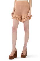  Ruffled Mini Shorts in Crochet Knit