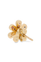 Kids Daisy Happy Face Studs, 14K Yellow Gold &  Diamonds