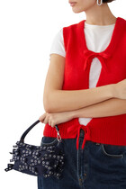 Denim Small Bow Eyelet Butterfly Pouch Bag