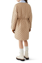 Etelan Hooded Diamond-Quilted Long Down Jacket