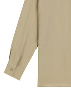 Kids Logo Embroidery Long Sleeves Linen Shirt