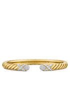 Sculpted Cable X Cuff Bracelet, 18k Yellow Gold & Diamonds
