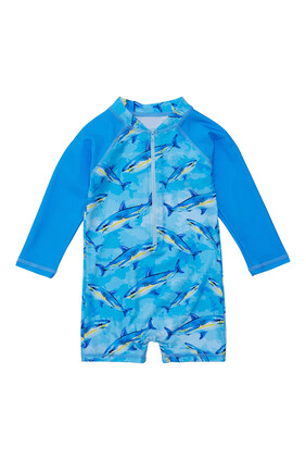 Kids Jawsome Waves Long Sleeve Sunsuit